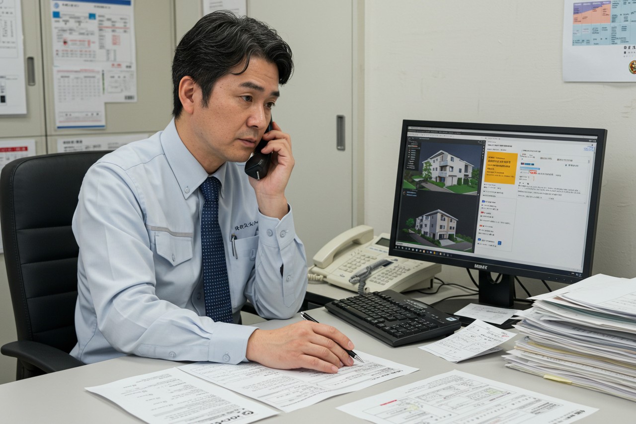 賃貸管理会社の担当者がアラートを確認し入居者に連絡