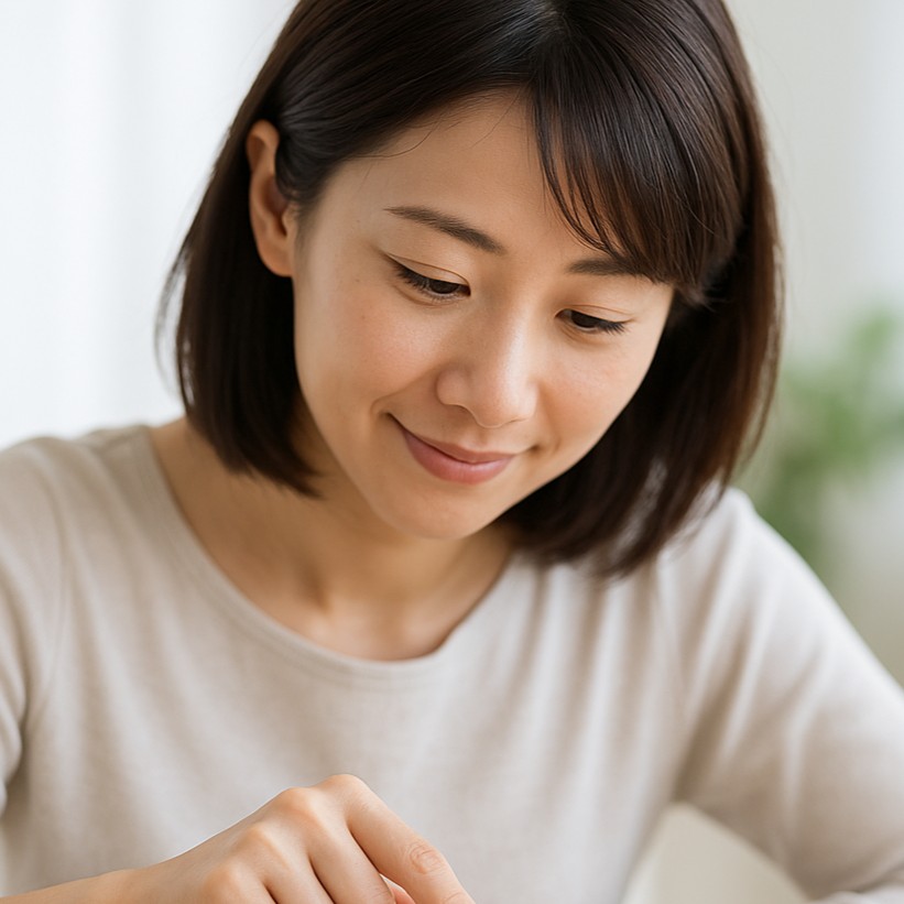 指先にセンサーを装着して測定する様子